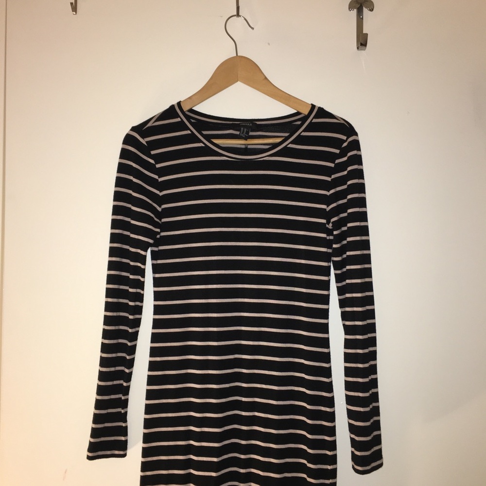 F21 BLACK + CREAM MIDI DRESS